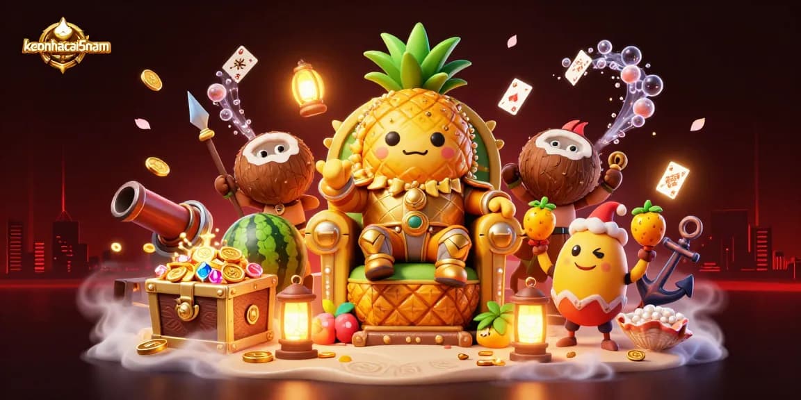 Engage with keonhacai5nam as the golden pineapple king rules the vibrant casino scene.