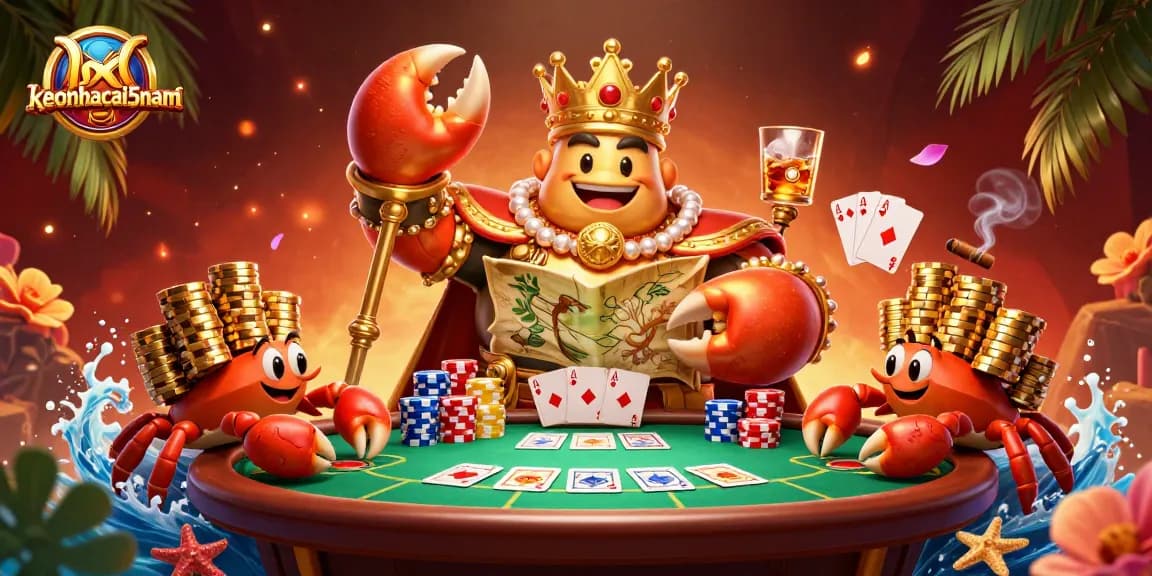 Engage with keonhacai5nam's vibrant casino scene showcasing strategic poker excitement.