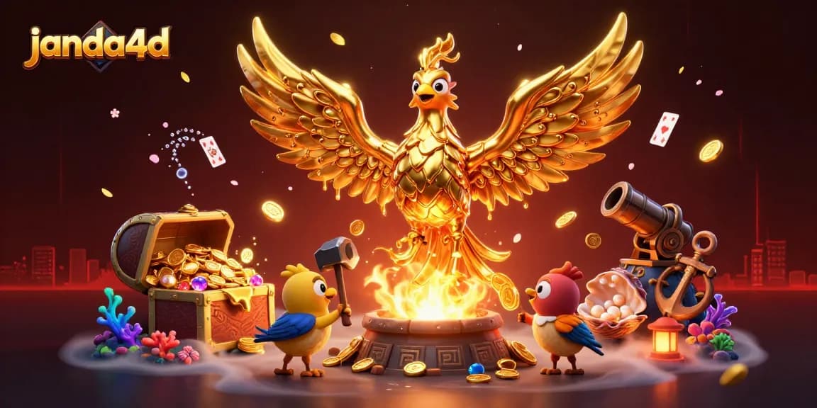 Janda4d menghadirkan permainan dengan phoenix emas yang menciptakan koin di tengah lautan harta.