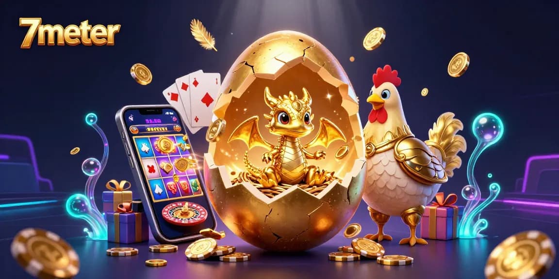 Experience thrilling bets with 7meter while a golden baby dragon emerges from a nest of poker chips.