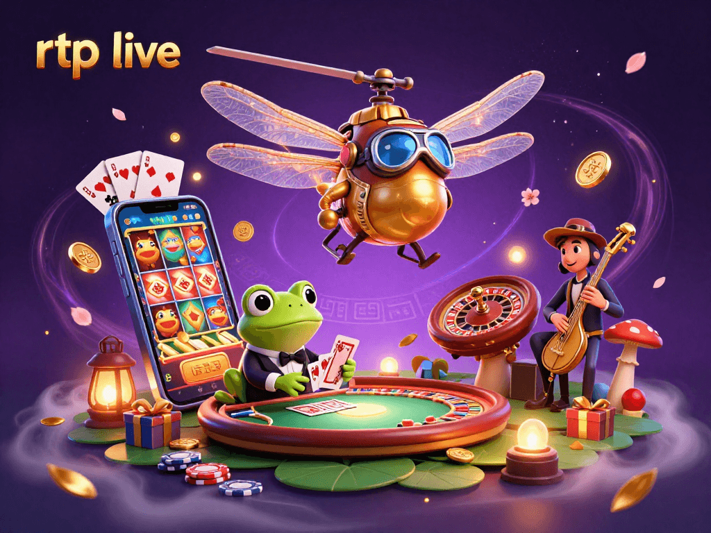 Experience the excitement of rtp live with a dynamic casino scene featuring vibrant characters and game elements.