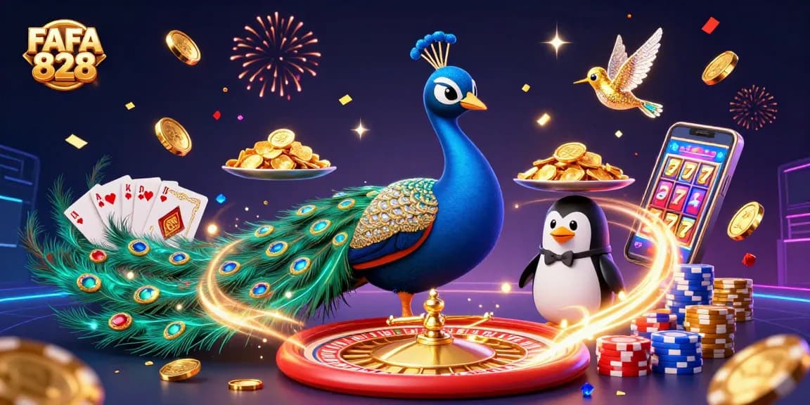 Experience gaming excitement with FAFA 828, featuring vibrant characters, rich casino elements, and stunning visuals.