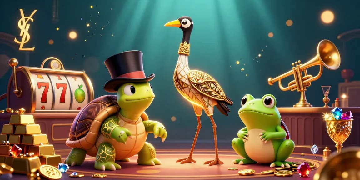 Experience high-stakes fun with ysl at an animated speakeasy featuring vibrant slot machines.