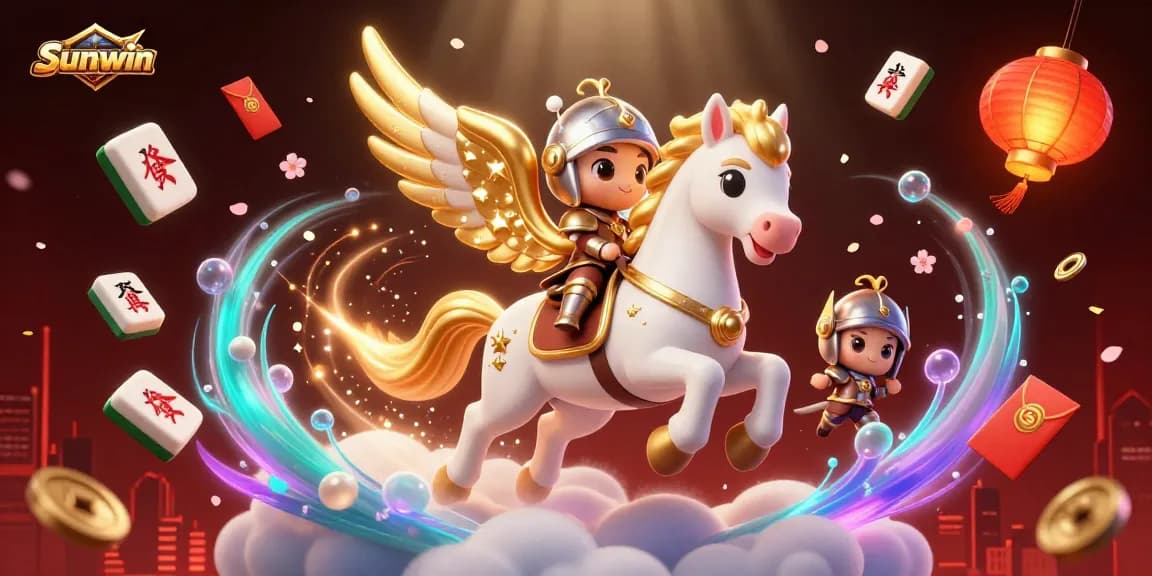 Experience winning at Sunwin with a vibrant fantasy-themed illustration of characters and casino elements.