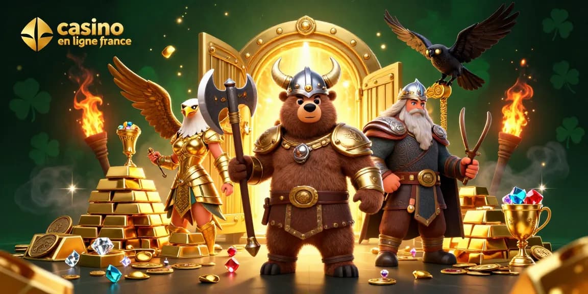 Célébrez votre victoire sur les jeux dans un casino en ligne en France avec des trésors dorés et des personnages légendaires