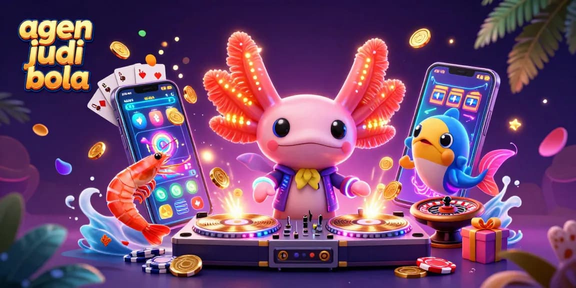 Engage with agen judi bola through exciting sports betting illustrated with vibrant underwater DJs.