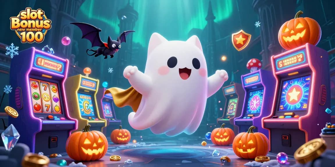 slot bonus anggota baru 100 dengan kucing hantu dan vampir di kasino, simbol keberuntungan melimpah