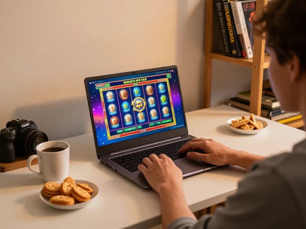Player enjoys thrilling slot games on xx888 online casino in cozy home setting.