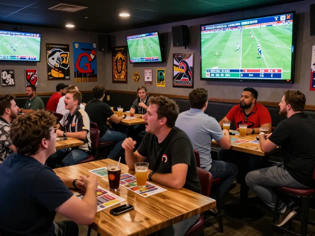 Fans engaging in live sports betting at Nowgoals, showing excitement and strategic gameplay