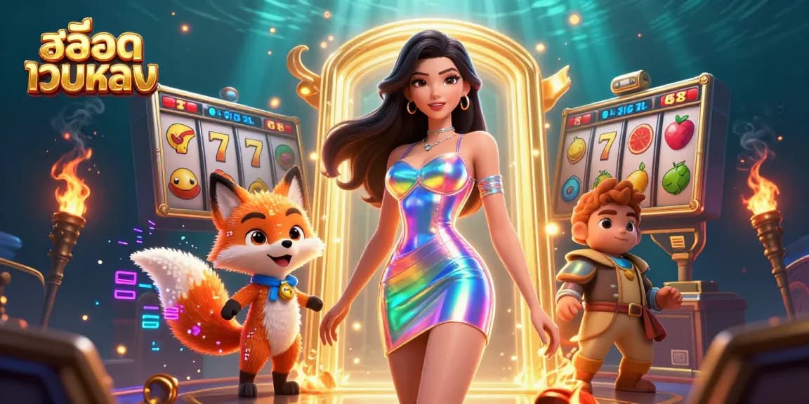 Experience thrillingสล็อตเว็บตรง action with vibrant slot reels and colorful casino elements.