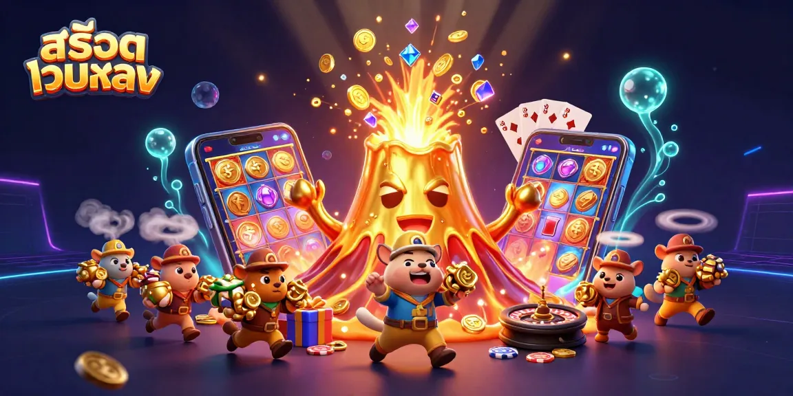 Spin winning slots at สล็อตเว็บตรง with exciting treasures erupting from a golden volcano!