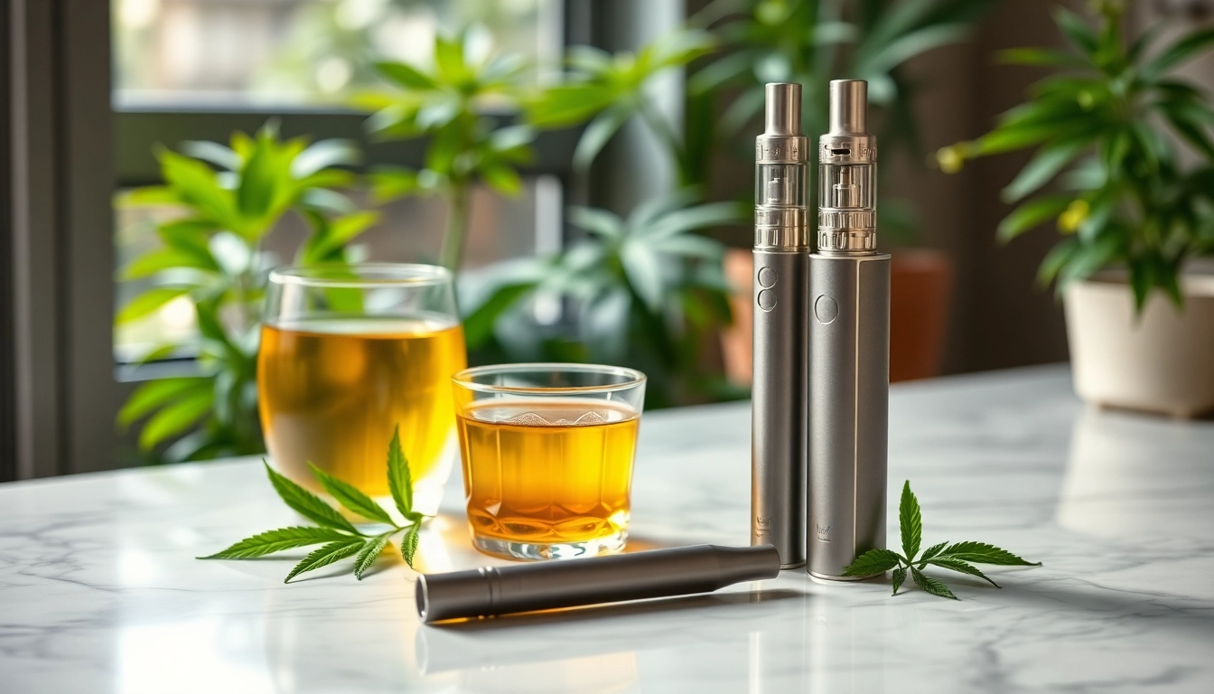 Engaging cannabis vape setup highlighting premium quality and relaxation in a serene setting.