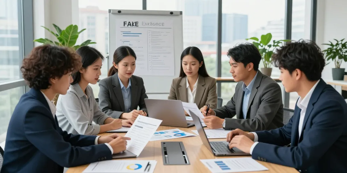 Detect fake invoice strategies discussed by a diverse team in a modern office.