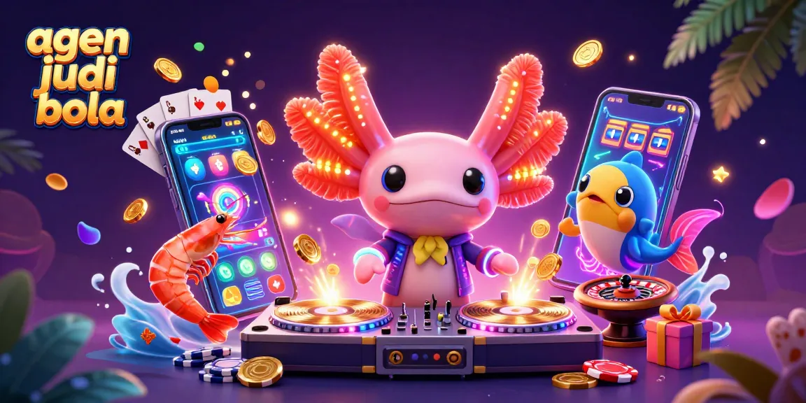 Engage with agen judi bola through exciting sports betting illustrated with vibrant underwater DJs.