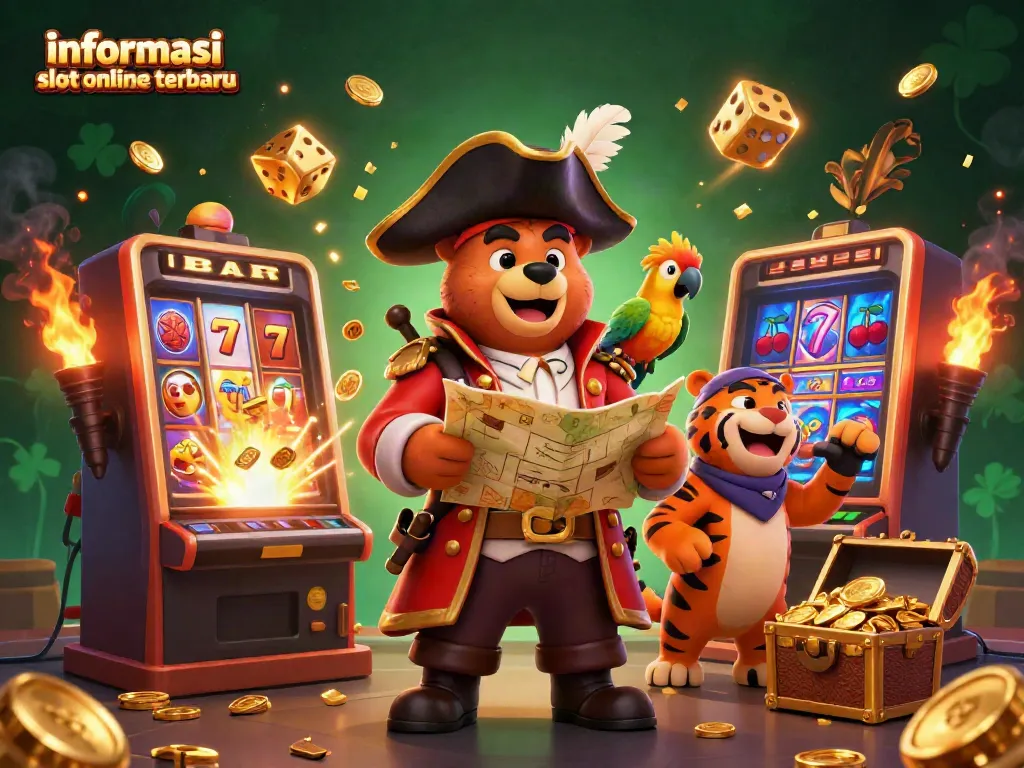 Menggali informasi slot online terbaru dengan karakter kartun yang ceria antara beruang kapten bajak laut dan harimau bersahabat.