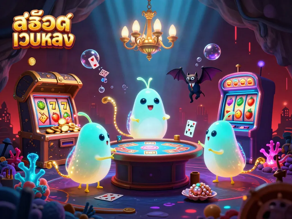 Play and win at สล็อตเว็บตรง with lively glowworms lighting the casino scene.