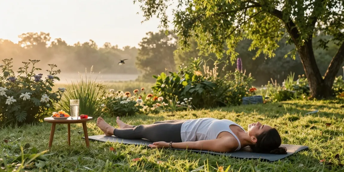 CBD edibles UK gummies on outdoor table during soothing yoga session in nature.