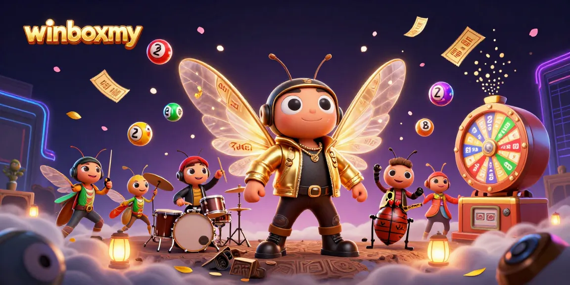 Engage with winboxmy's vibrant casino experience featuring dynamic lottery elements and animated characters.