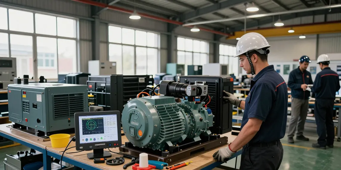Engineer inspecting PowerLink Diesel to Power generator in a workshop.