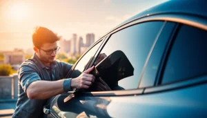 Enhance your ride with the best window tint Chattanooga TN, showcasing expert application in an urban setting.