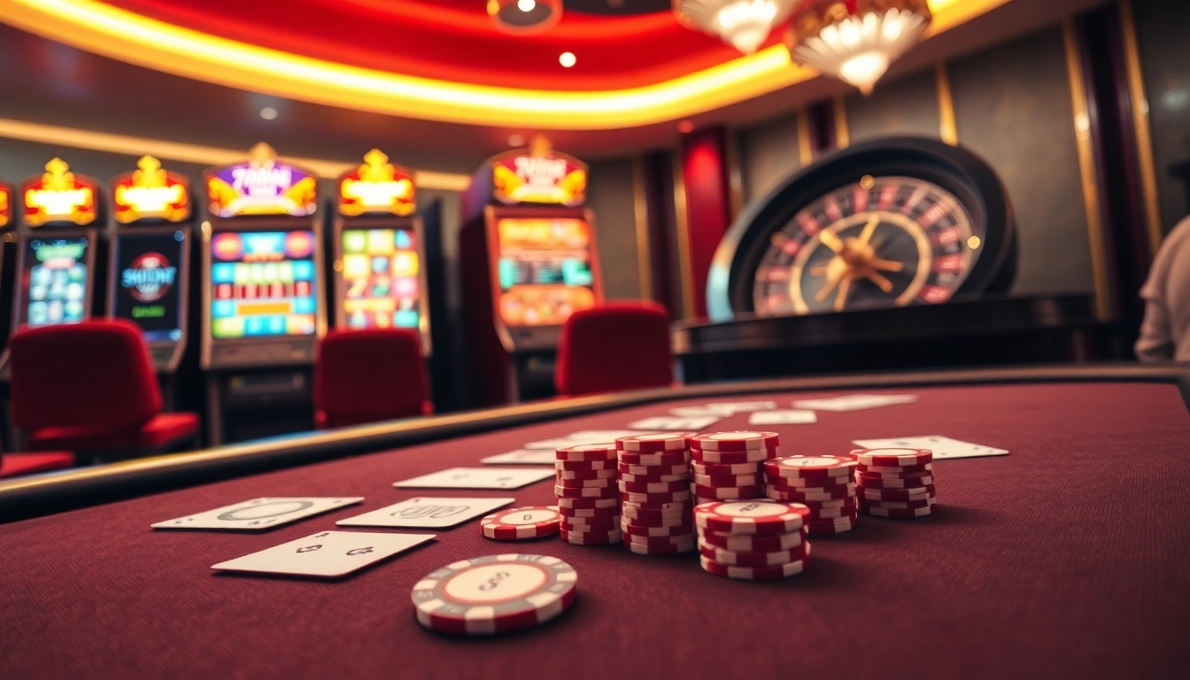 Engaging 7upbet login scene with vibrant casino elements, including poker chips and spinning roulette.