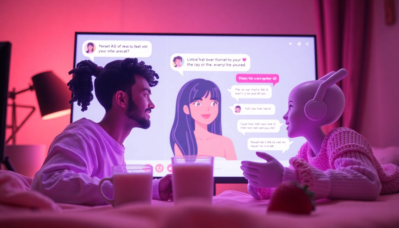 Engaging interaction with a character ai nsfw companion in a cozy digital chat environment.
