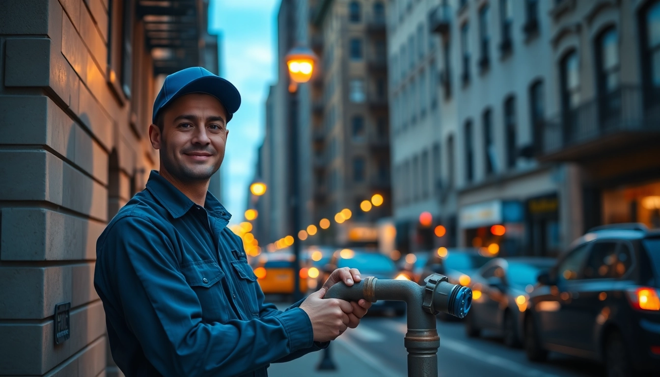 Emergency plumbers on holidays or weekends fixing a pipe in NYC, showcasing professionalism.
