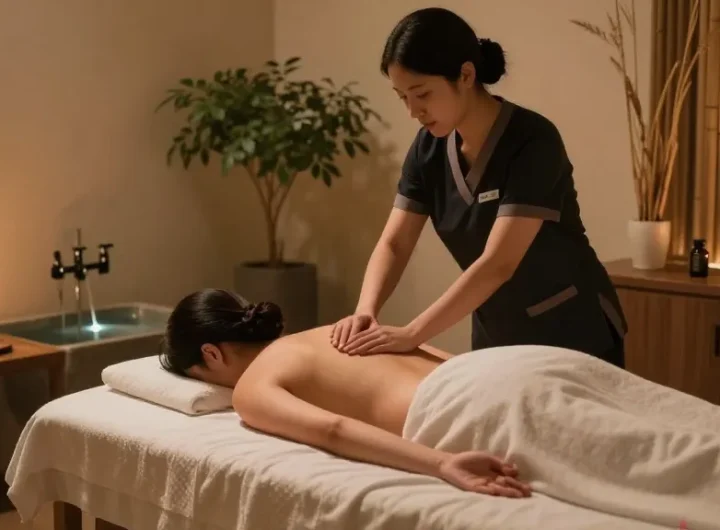 Relaxing 서울출장마사지 treatment in a serene spa environment with soothing elements.