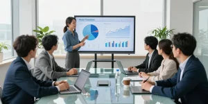 Team discussing asset tracing strategies in a modern conference room environment.