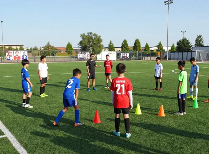 More from our blog on community soccer initiatives, featuring diverse young players practicing on a sunny field.